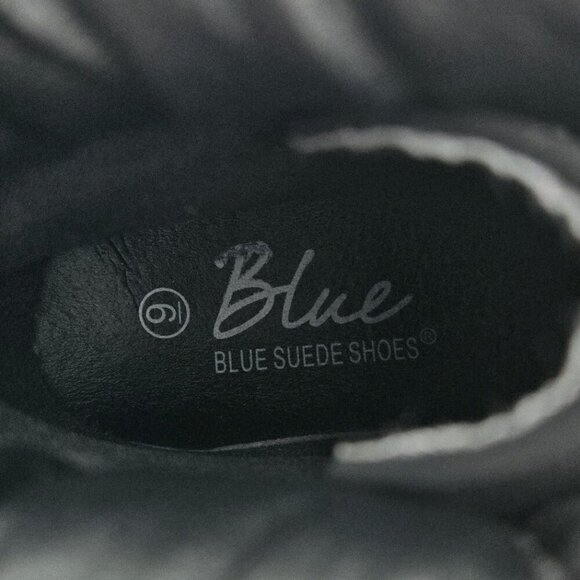 Blue Suede Shoes Boots Womens Black Lace up Faux Suede Size 9 EUC Knit Trim - Picture 7 of 7